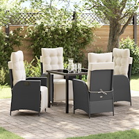 vidaXL 5-delat Trädgårdsdining Set Svart Poly Rattan