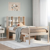 vidaXL Säng med bokhylla utan madrass 90x200cm massiv furu