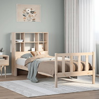 vidaXL Säng med bokhylla utan madrass 90x190cm massiv furu