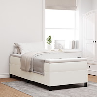 vidaXL Ramsäng med madrass Cream 80x200 cm Kordfärgad tyg