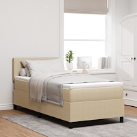 vidaXL Boxspring-säng med madrass Ljusgrön Grå 80x200 cm Kordflor tyg