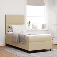 vidaXL Boxspring säng med madrass Ljust beige 80x200 cm Corduroy tyg