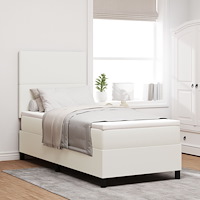 vidaXL Boxspring säng med madrass i krem enkel corduroy tyg
