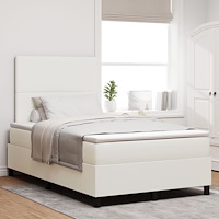 vidaXL Box Spring Säng med Madrass Grädde Liten Dubbel Kordflams Tyg