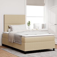 vidaXL Box Spring Säng med Madrass Ljusgrön Grå Liten Dubbel Corduroy Tyg