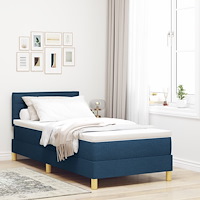 vidaXL Blå boxfjädersäng med madrass 90x190 cm i tyg