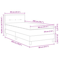 vidaXL Boxfjädrar Säng med Madrass Mörkbrown 80x200 cm Tyg