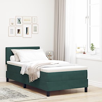 vidaXL Boxspring Säng med Madrass Mörkgrön 80x200 cm Sammet