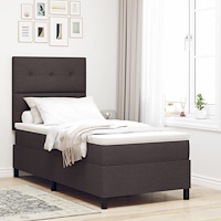 vidaXL Boxspringbed med madrass mörkbrun enkel tyg