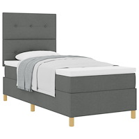 vidaXL Boxspring Säng med Madrass Mörkgrå Enkel Tyg