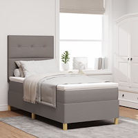 vidaXL Box Spring-säng med madrass Taupe Enkel Tyg