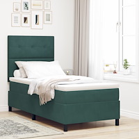 vidaXL Box Spring Säng med madrass mörkgrön 80x200 cm sammet