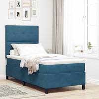 vidaXL Boxspring Säng med Madrass Mörkblå 80x200 cm Sammet