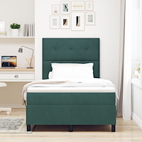 vidaXL Resårsäng med madrass 120x190 cm mörkgrön sammet
