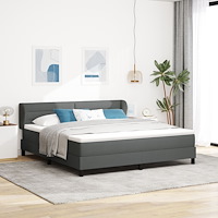 vidaXL Boxspring säng med madrass mörkgrå 180x200 cm tyg