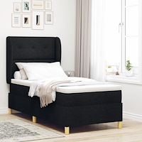 vidaXL Sängram med madrass Svart Tyg 90 x 190 cm Sängmadrass