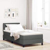 vidaXL Sängram med Madrass Mörkgrå Tyg 90 x 190 cm Säng Madrass
