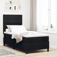 vidaXL Box Spring Säng med madrass & LED Svart 90x190 cm Tyg