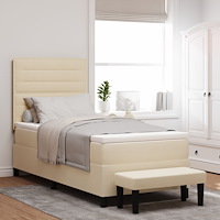 vidaXL Bäddfjäder med madrass med huvudgavel Kräm 90 x 190 cm tyg