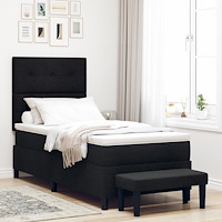 vidaXL Box Våningssäng med Madrass & Bänk Svart 90x190 cm Tyg