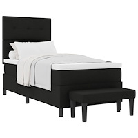vidaXL Box Våningssäng med Madrass & Bänk Svart 90x190 cm Tyg