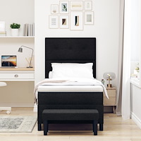 vidaXL Box Våningssäng med Madrass & Bänk Svart 90x190 cm Tyg