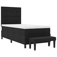 vidaXL Box Våningssäng med Madrass & Bänk Svart 90x190 cm Tyg