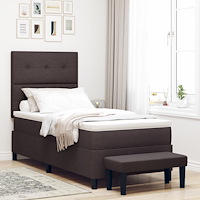 vidaXL Boxbed med madrass och bänk mörkbrun 90x190 cm tyg