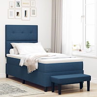 vidaXL Box Våningssäng med madrass & bänk blå 90x190 cm tyg