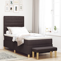 vidaXL Box-säng med madrass & bänk Mörkbrun 80x200 cm Tyg