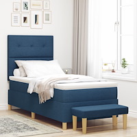 vidaXL Box Våningssäng med Mattress & Bänk Blå 90x190 cm Tyg