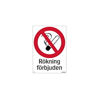 NO BRAND VENDOR (SE) Skylt Rökning förbjuden plast 210x297mm