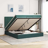 vidaXL Ottoman sängram med madrasser mörkgrön 200x200 cm sammet