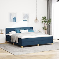 vidaXL Box Våningssäng med Madrass Blå 180x200 cm Tyg