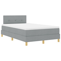 vidaXL Box Våningssäng med madrass Ljusgrå 120x190 cm Tyg