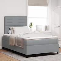 vidaXL Boxspring Säng med Madrass Ljus Grå Liten Dubbel Tyg