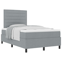 vidaXL Boxspring Säng med Madrass Ljus Grå Liten Dubbel Tyg