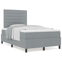 vidaXL Boxspring Säng med Madrass Ljus Grå Liten Dubbel Tyg
