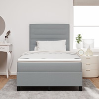 vidaXL Boxspring Säng med Madrass Ljus Grå Liten Dubbel Tyg