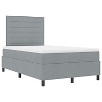 vidaXL Boxspring Säng med Madrass Ljus Grå Liten Dubbel Tyg