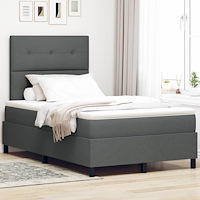 vidaXL Boxspringsäng med madrass och LED Mörkgrå 120x190 cm Tyg
