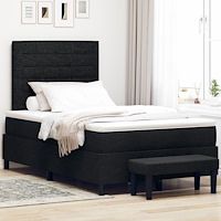 vidaXL Boxspring Säng med Madrass & Bänk Svart 120x190 cm Tyg
