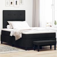 vidaXL Sängbotten med Madrass & Bänk Svart 120x190 cm Tyg
