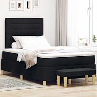 vidaXL Bäddmadrass med madrass & bänk svart 120x190 cm tyg