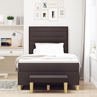 vidaXL Boxfjädrande säng med madrass och bänk Mörkbrun 120x190 cm Tyg