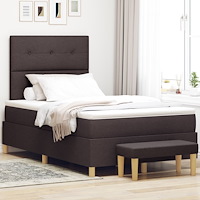 vidaXL Box Spring Bed med madrass & bänk Mörkbrun 120x190 cm Tyg