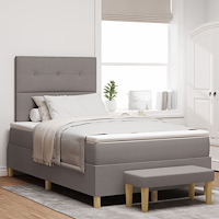 vidaXL Boxspring säng med madrass & bänk taupe 120x190 cm tyg