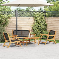 vidaXL Trädgårdsstolar med Bord 4 pcs Svart 90 x 45 x 40 cm