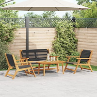 vidaXL Trädgårdsstolar med Bord 4 pcs Svart 90 x 45 x 40 cm