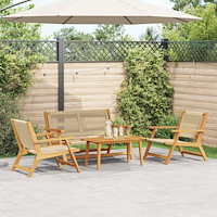 vidaXL Trädgårdsstolar med Bord 4 pcs Beige 90 x 45 x 40 cm